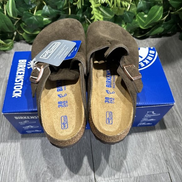 BIRKENSTOCK Boston Soft Footbed Suede Leather Unisex Women Size 7 Mocca - Picture 5 of 7